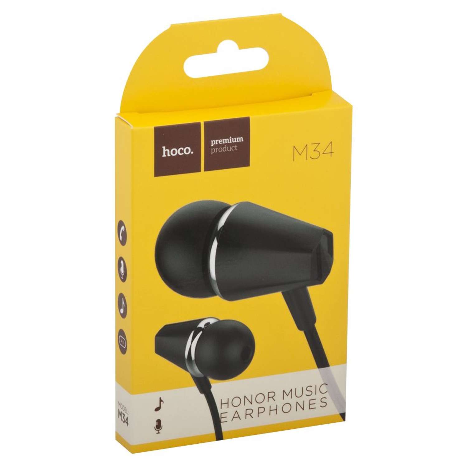 Гарнитура hoco M34 Honor Music 3.5мм внутриканальная 1.2м черный - фото 2