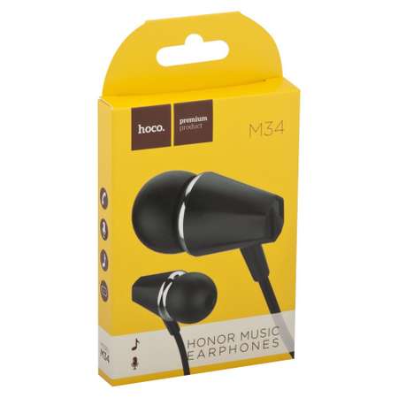 Гарнитура hoco M34 Honor Music 3.5мм внутриканальная 1.2м черный