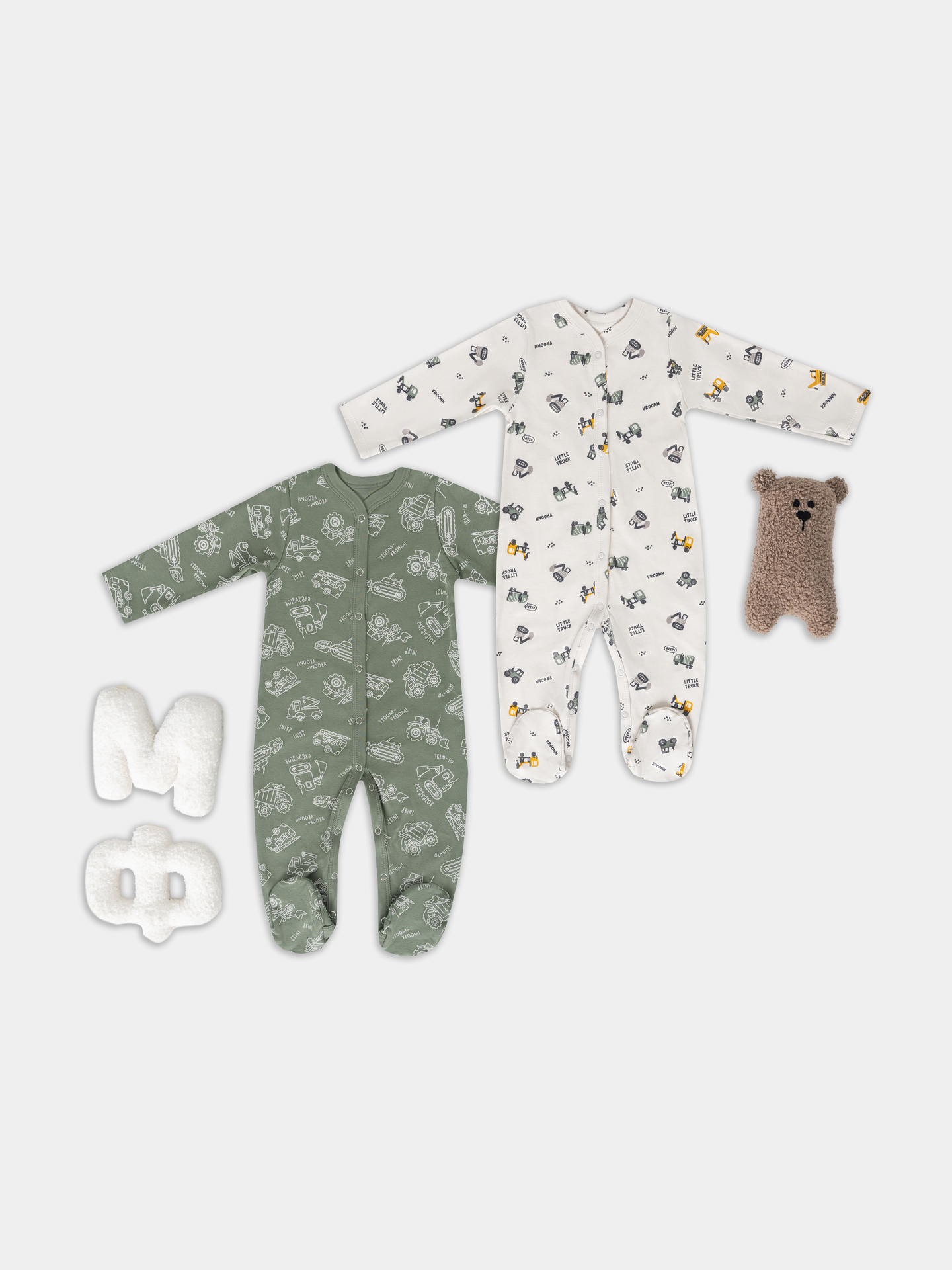 Комбинезон 2 шт Mark Formelle (Марк Формэль) 14005-2/тракторы на белом песке +тракторы на морском - фото 1