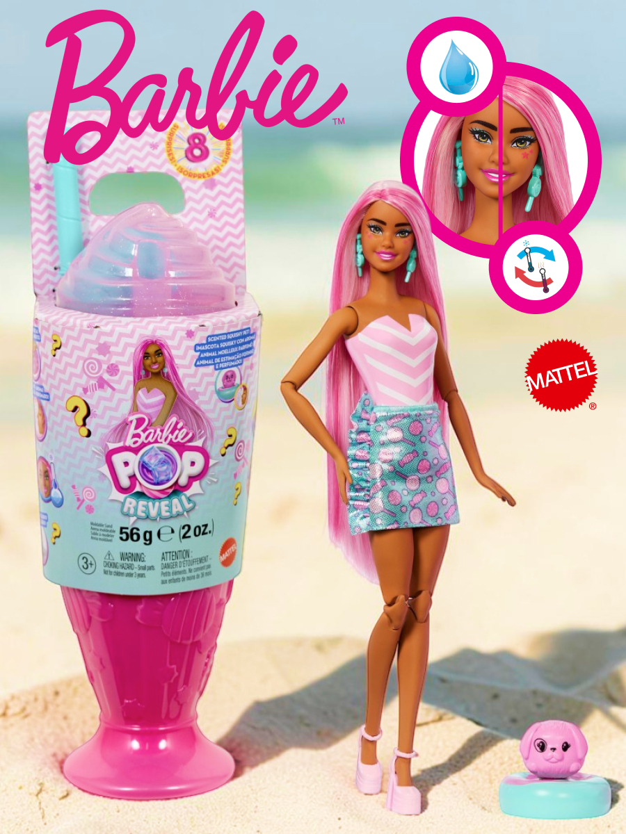 Кукла модельная Barbie Pop Reveal Cюрприз с фигуркой животного высота 29 см JFY62 - фото 1