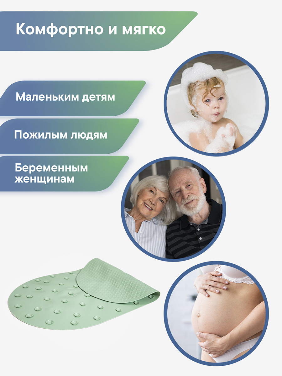 Коврик для ванной VILINA мятный 0.38 x 0.68 см 1 шт. - фото 5