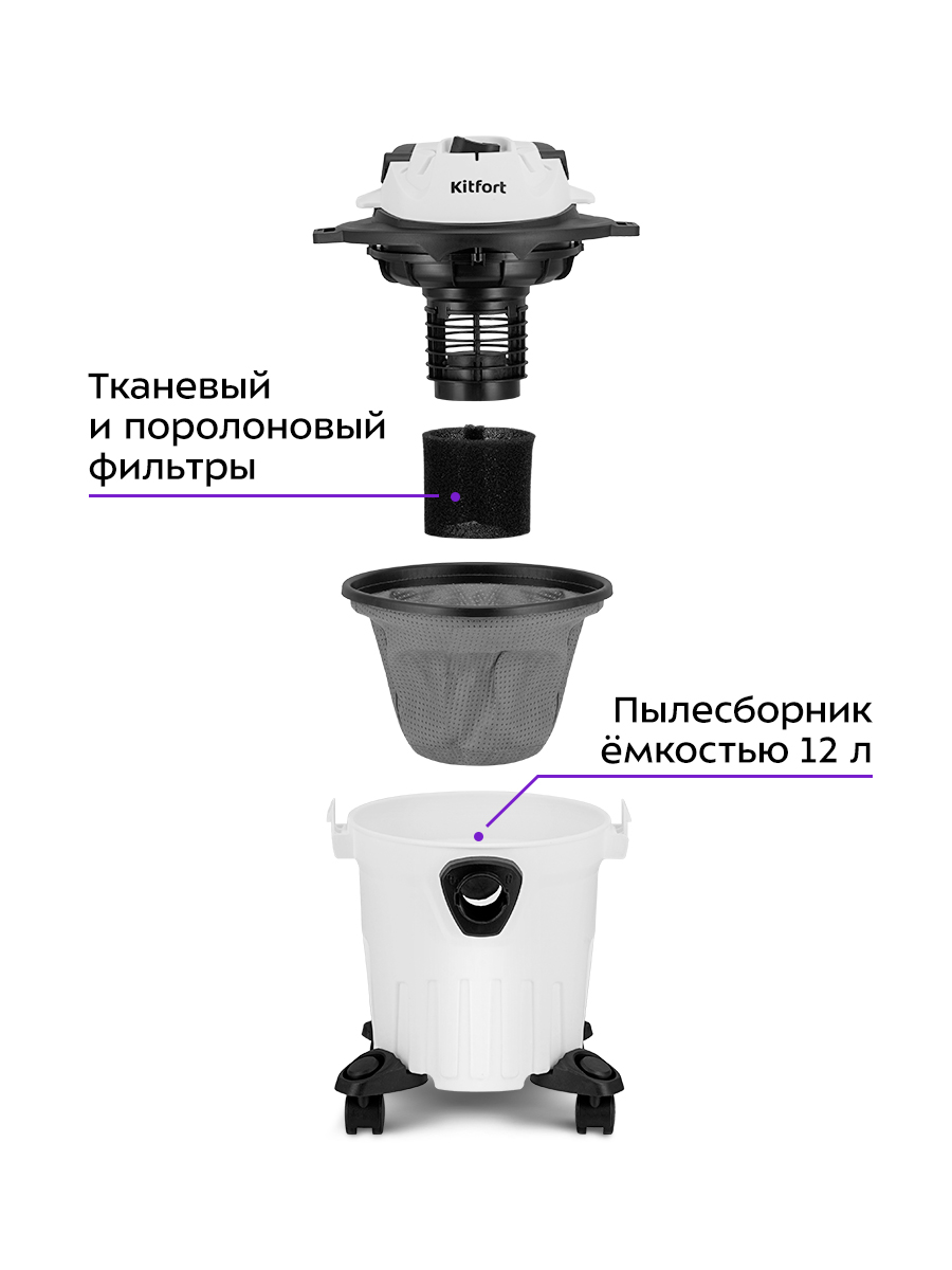 Пылесос хозяйственный KITFORT КТ-5211 - фото 2