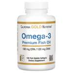 Омега-3, California Gold Nutrition, 180 mg EPA | 120 mg DHA, 100 капсул