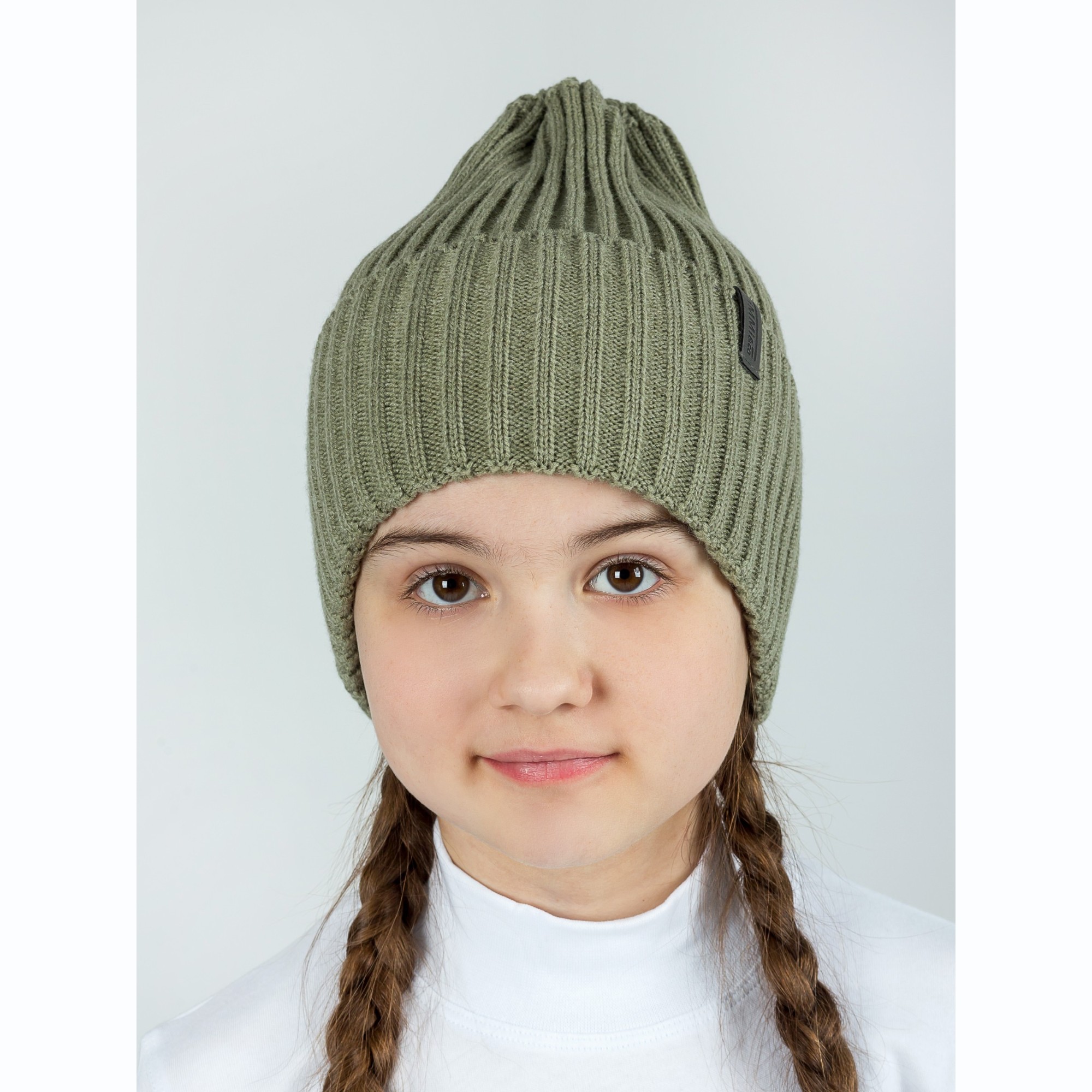 Шапка KiMMi co К-Ш-1608120 св.хаки - фото 2
