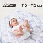 Коврик детский для ползания и игр UNIX Kids Ocean Киты для новорожденных и малышей, мягкий, 110 × 110 см