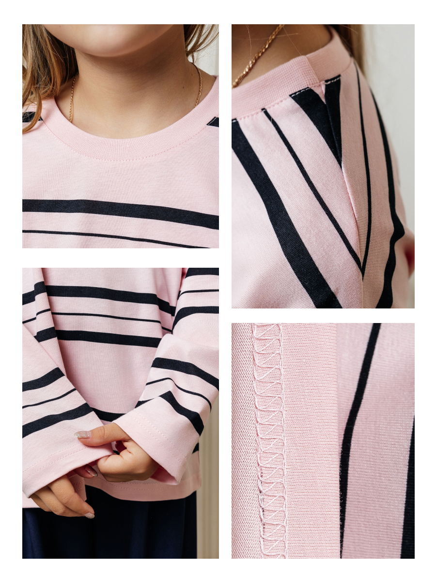 Лонгслив Селтекс Ю_ДК62 розовый/черный полоса - фото 4