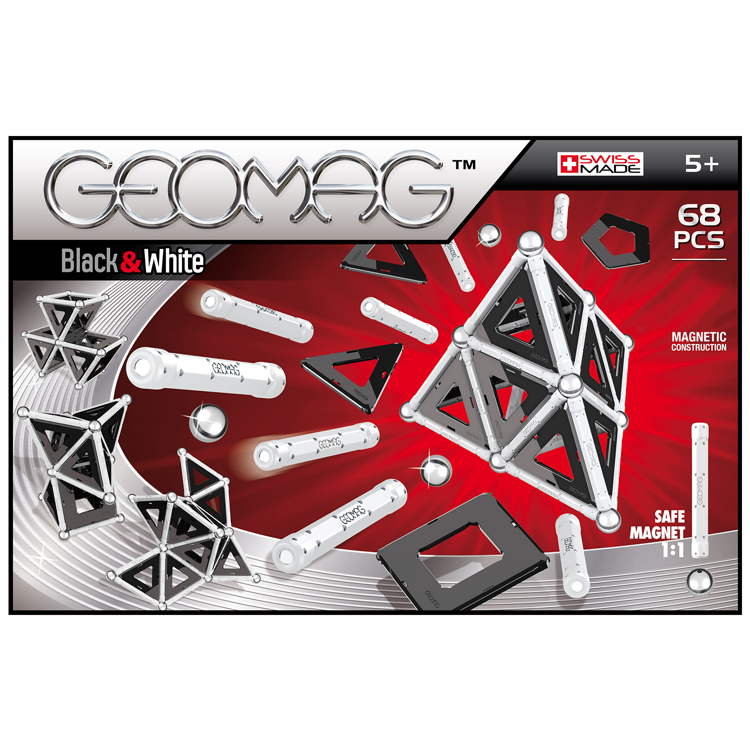 Конструктор Geomag Black White магнитный 68 дет. - фото 1