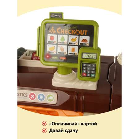Игровой набор Veld Co тележки и корзинки, прилавок, касса, продукты