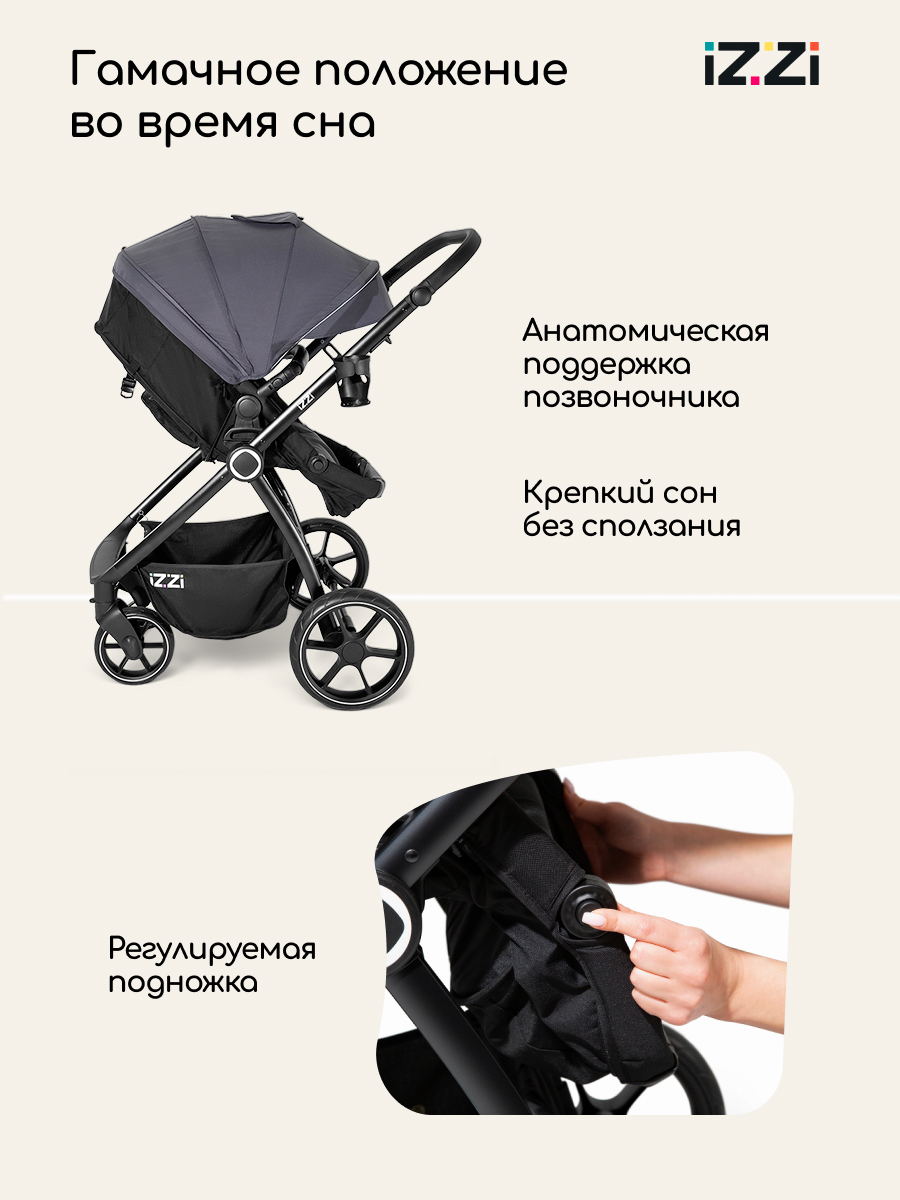 Коляска 3в1 iZZi Graphite серый - фото 10