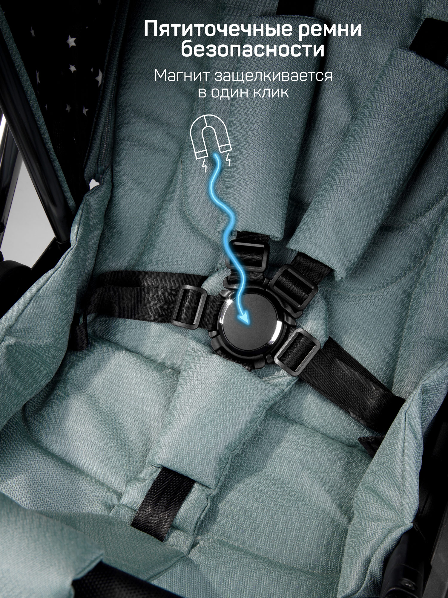 Коляска 2в1 Amarobaby Motus Premium Ecco бирюзовый - фото 6