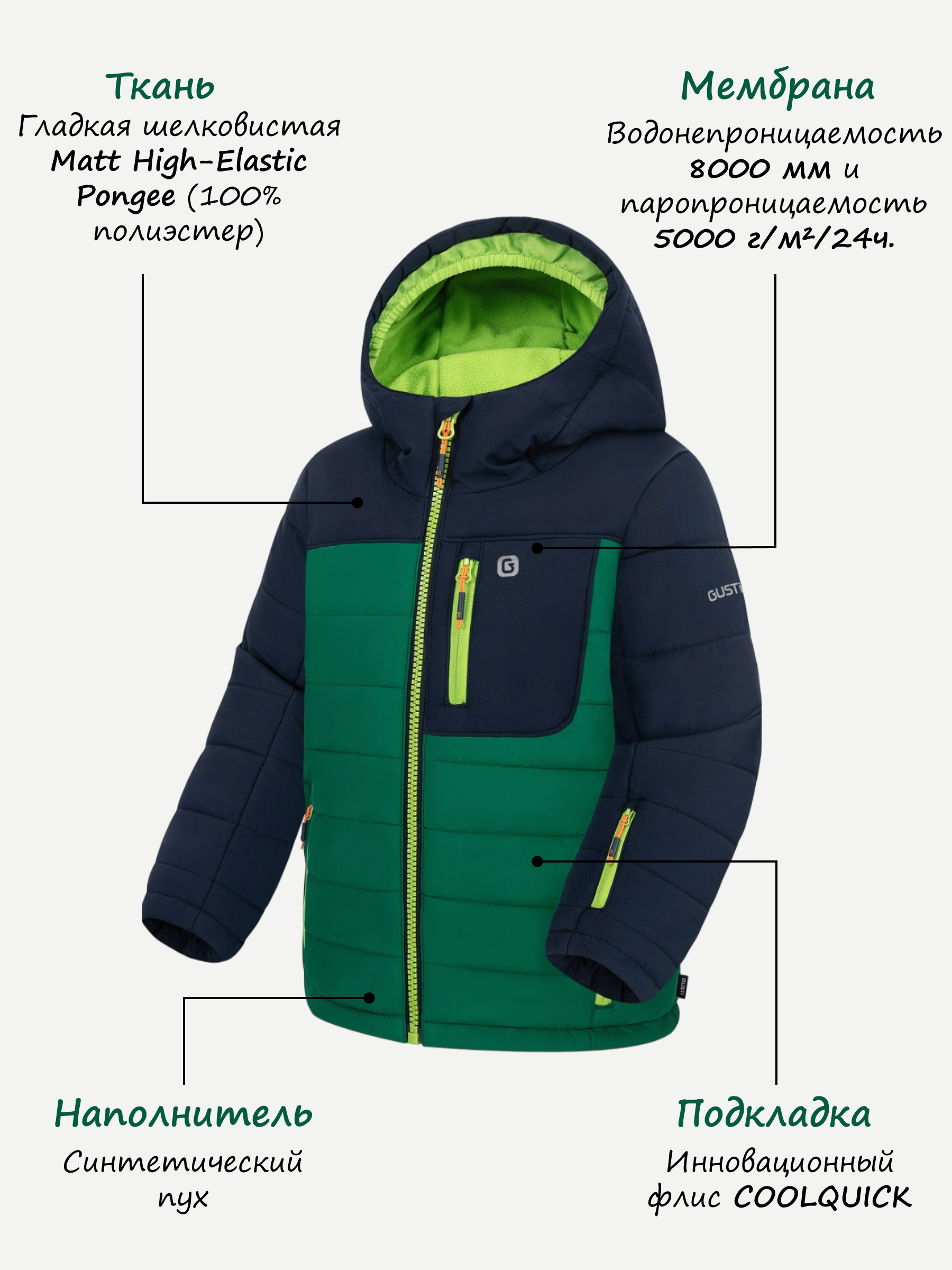 Куртка и полукомбинезон GUSTI GW4BS822-GREEN - фото 3