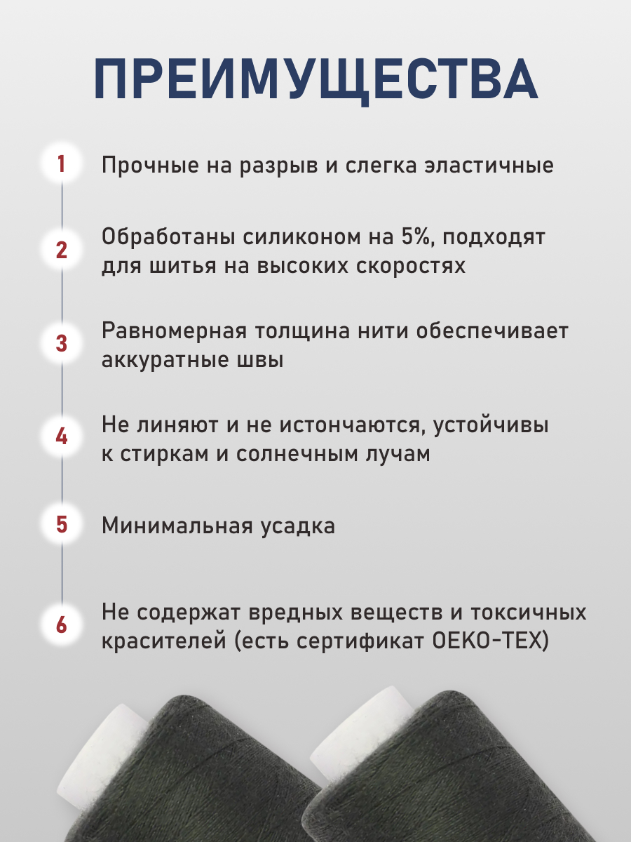 Нитки Bestex универсальные прочные для шитья 40/2 400 ярд 10 шт 384 серо - асфальтовый - фото 3