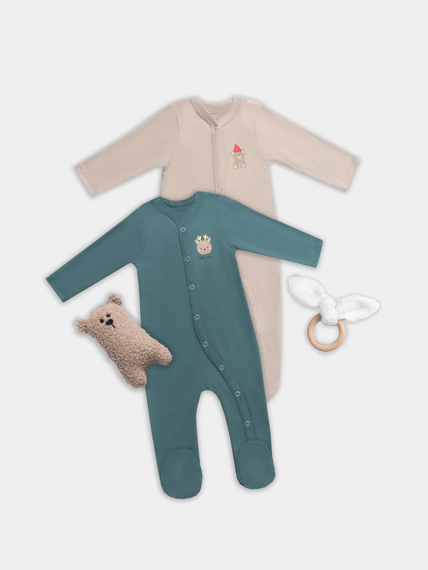 Комбинезон 2 шт Mark Formelle (Марк Формэль) 14005-2/бежевый +изумруд +печать - фото 1