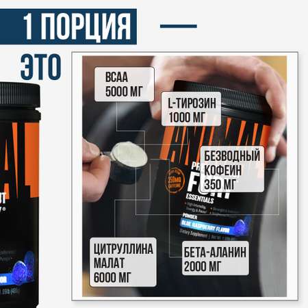Предтренировочный комплекс Animal Fury со вкусом Голубая малина 495 г