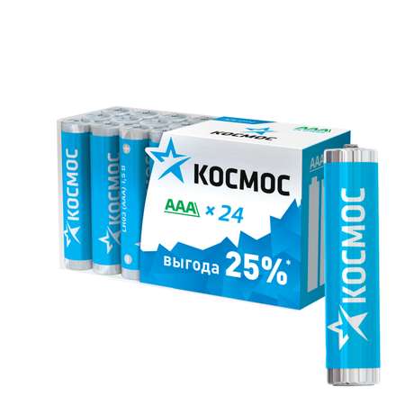 Батарейки щелочные КОСМОС ААA LR03 мизинчиковые 24 шт