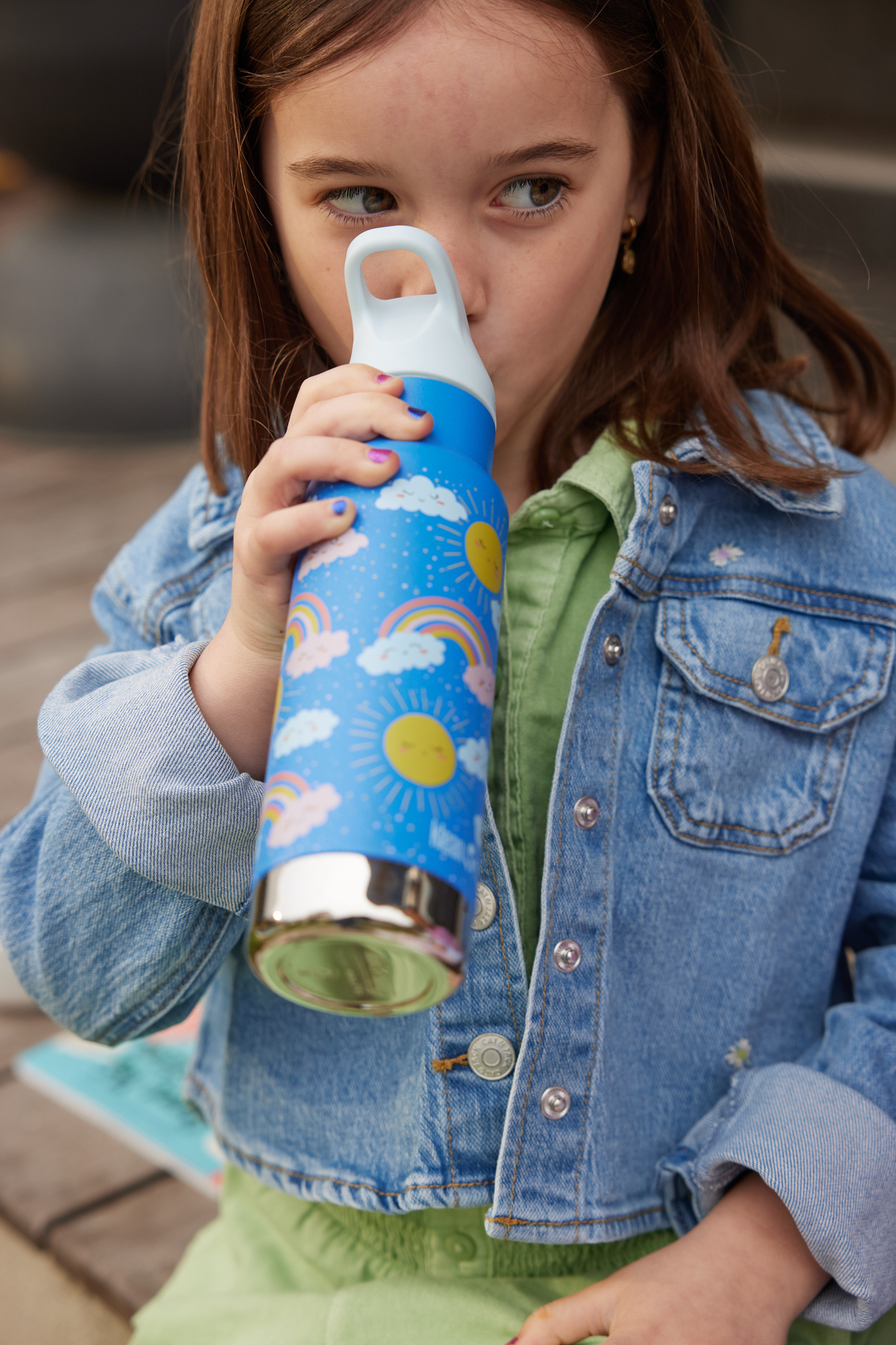 Детская термобутылка Klean Kanteen Insulated Kid Classic Flip Sport 12oz (355 мл) Rainbows Blue - фото 2