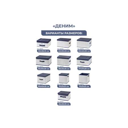 Короб-кофр El Casa складной для хранения 30х40х25 см Деним с ручкой