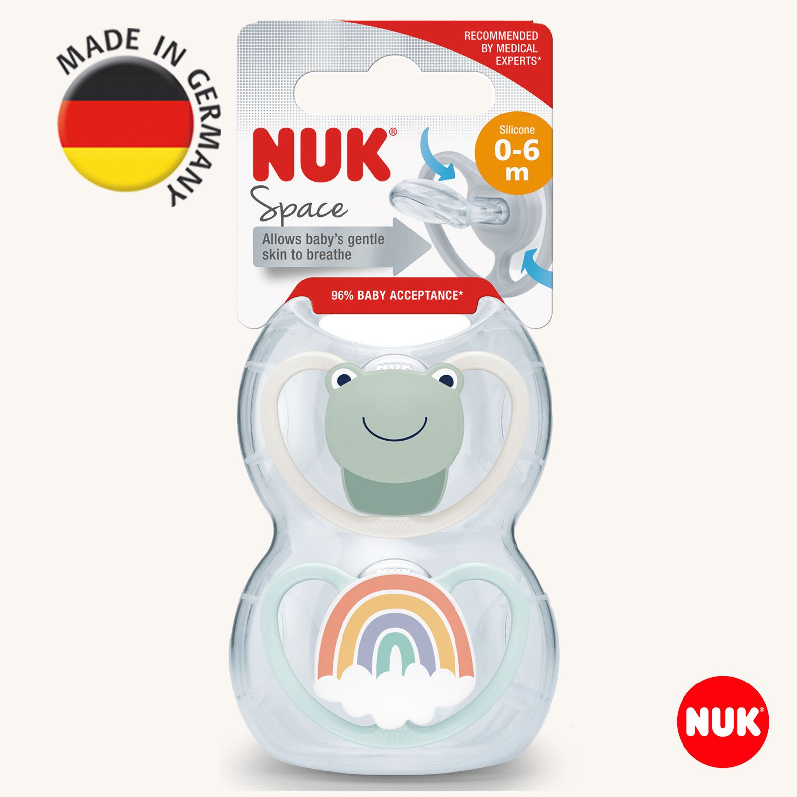 Пустышка Nuk силикон ортодонтическая от 0 мес. 2 шт. - фото 1