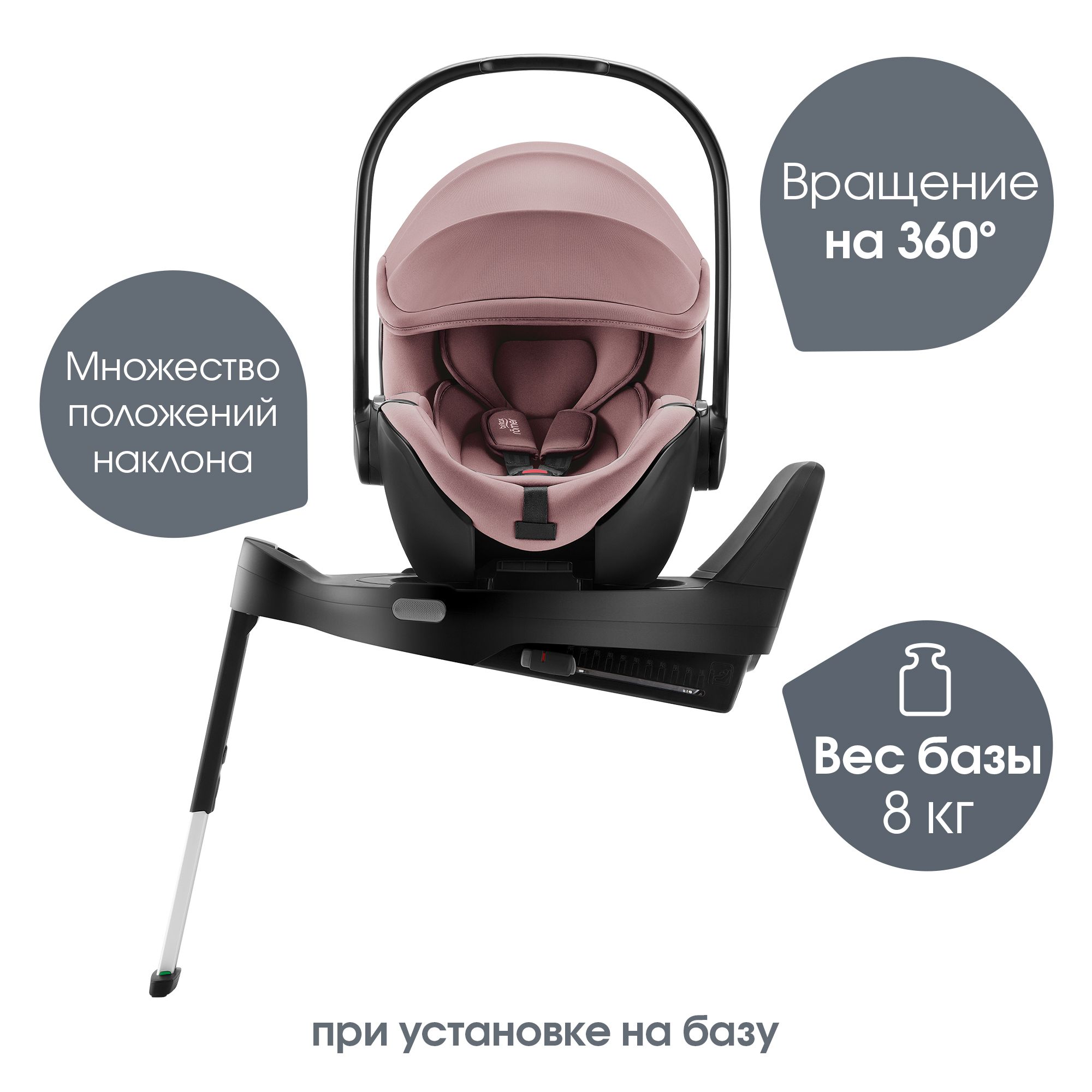 Автокресло Britax Roemer Baby-Safe Pro и Vario base Isofix 0+/1 (0-18 кг) розовый - фото 8