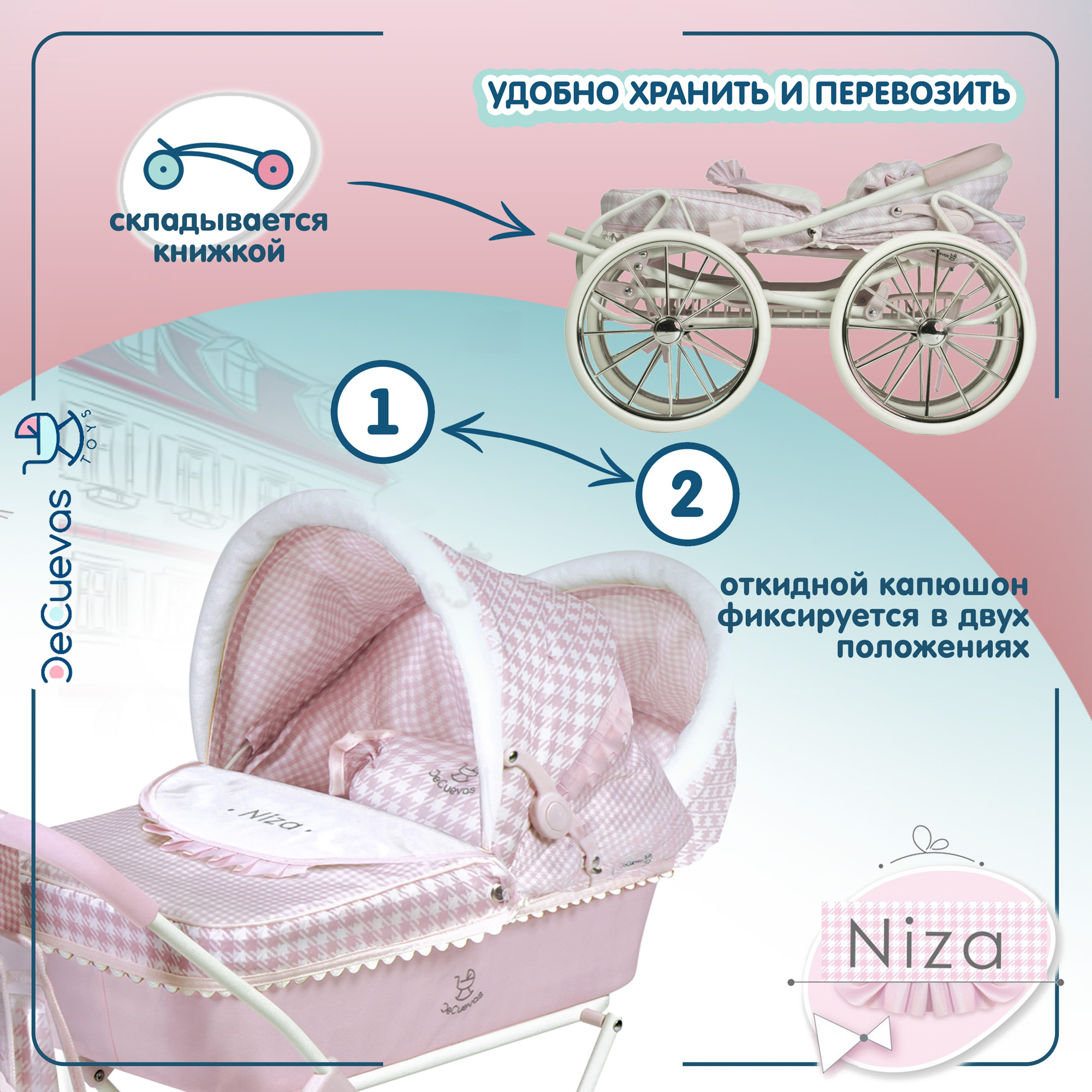 Коляска-люлька для кукол DeCuevas Toys 81046 - фото 6