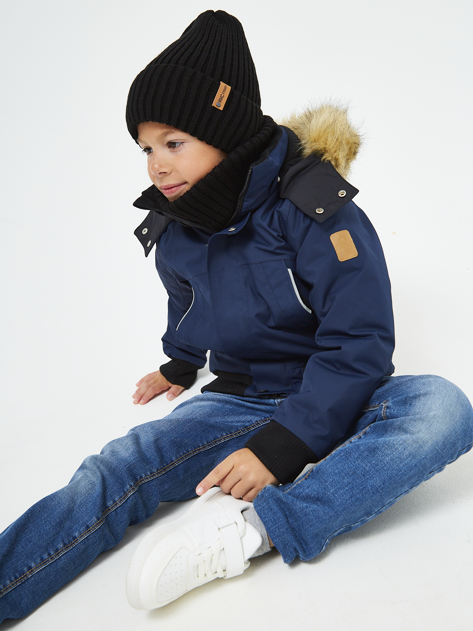 Шапка и снуд NYCkids NYC-H-104-GplainW-blackB - фото 8