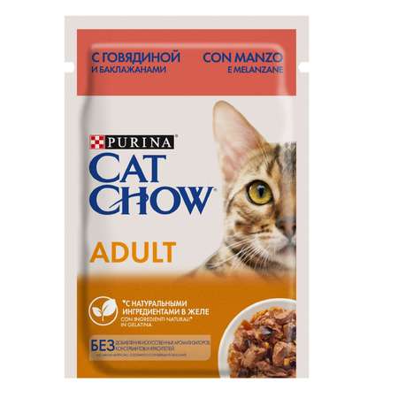 Корм влажный для кошек Cat Chow 85г с говядиной и баклажанами пауч