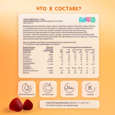 Витамины LIVS Железо Плюс для детей