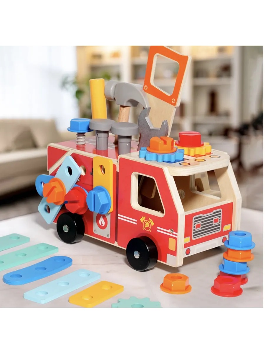 Конструктор CASTLELADY машинка с инструментами деревянный 31 дет. - фото 5