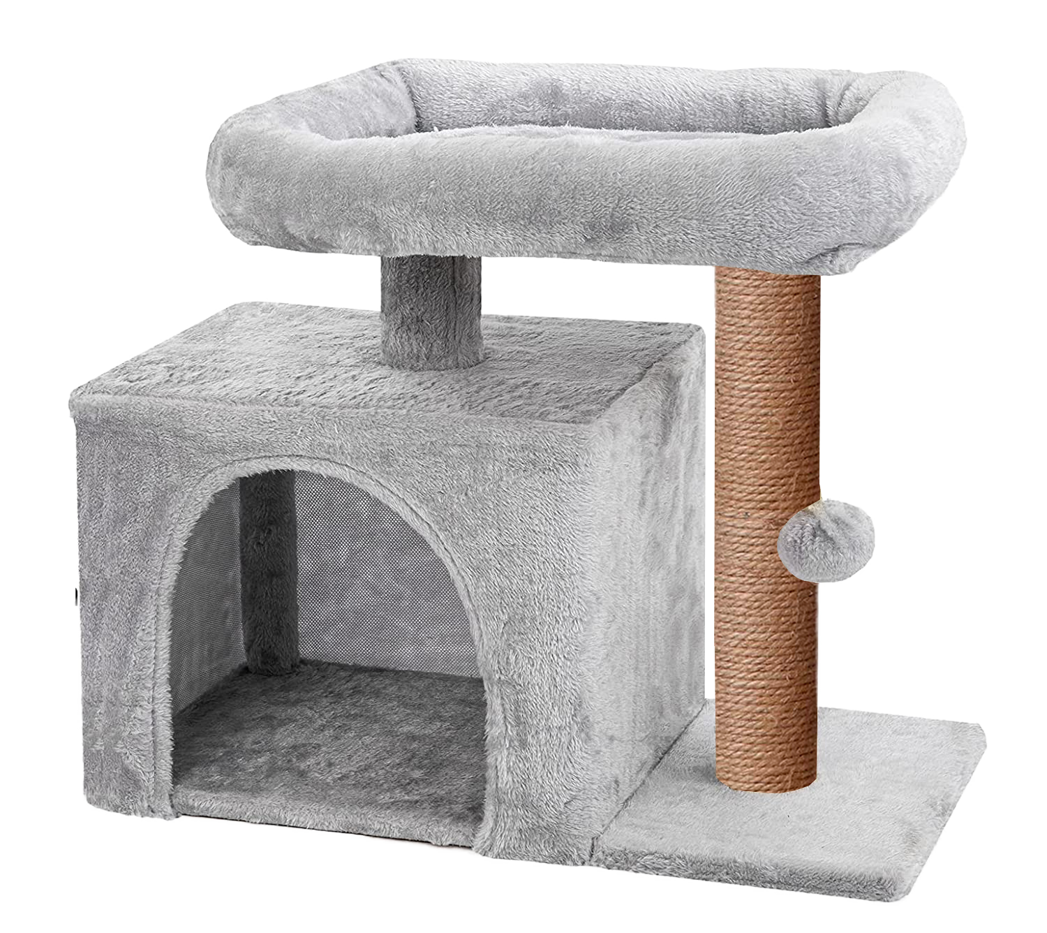 Домик для кошки с когтеточкой Pet БМФ Серый - фото 3
