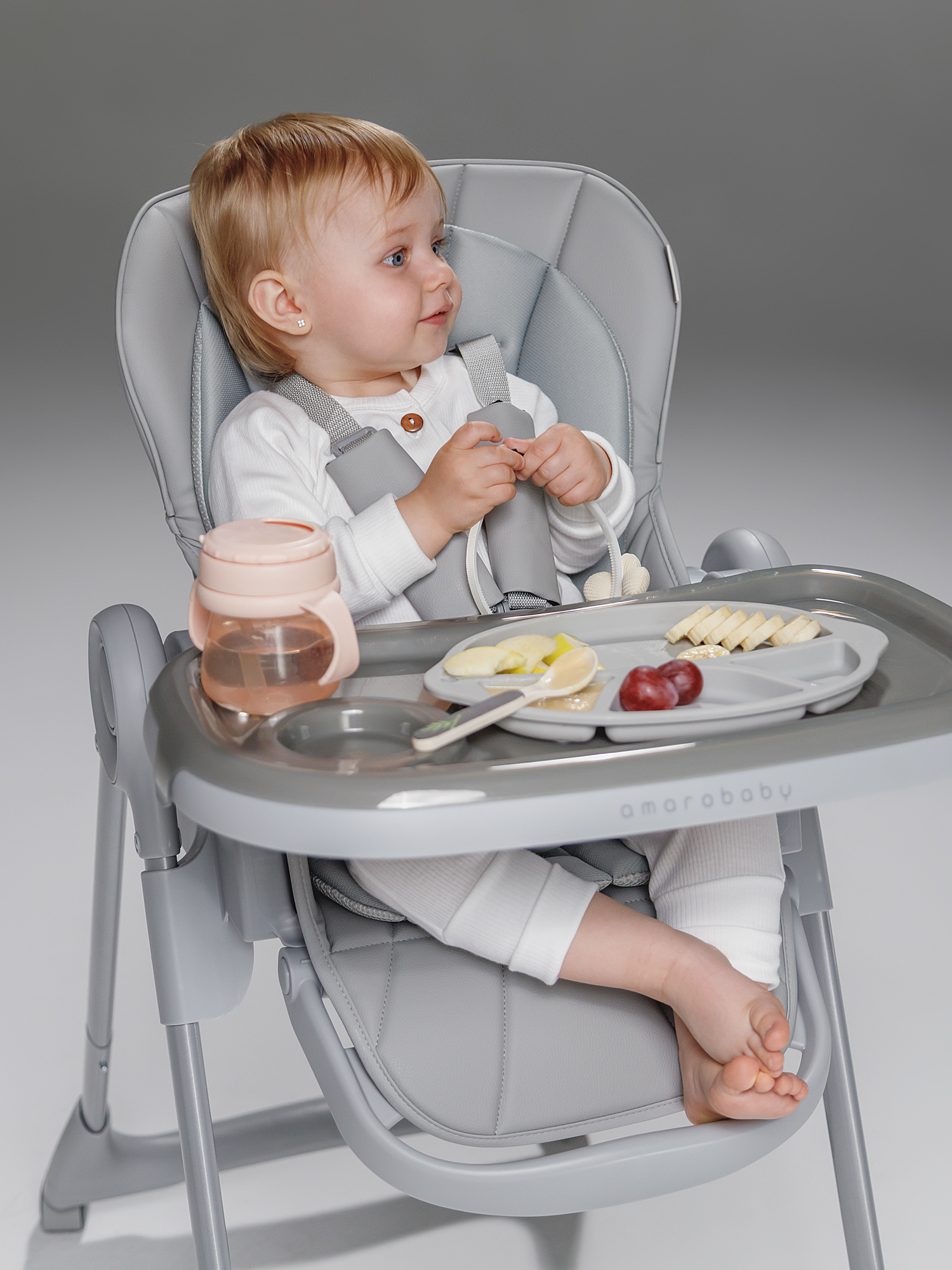 Стульчик для кормления Amarobaby Gourmet коричневый - фото 27