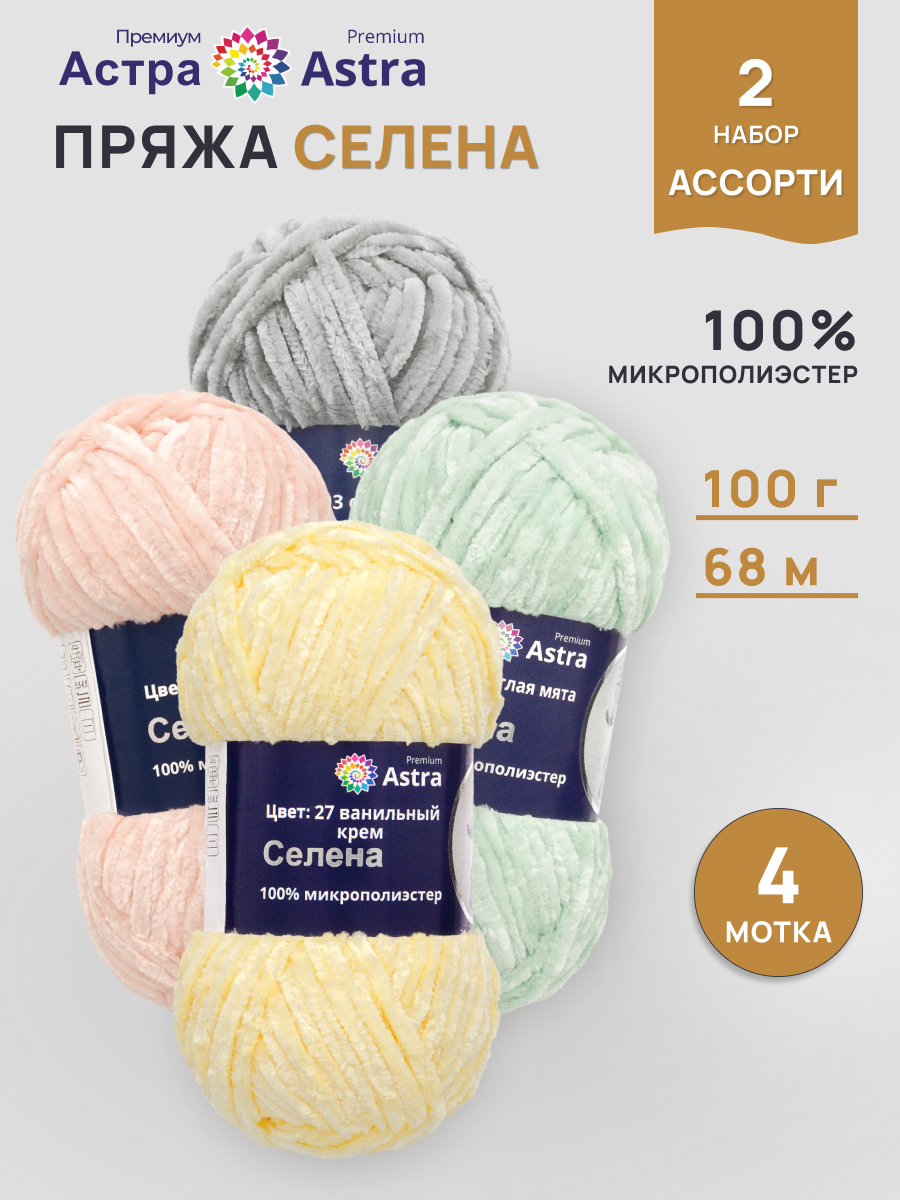 Пряжа для вязания Astra Premium Селена 100г 68м 4шт - фото 1