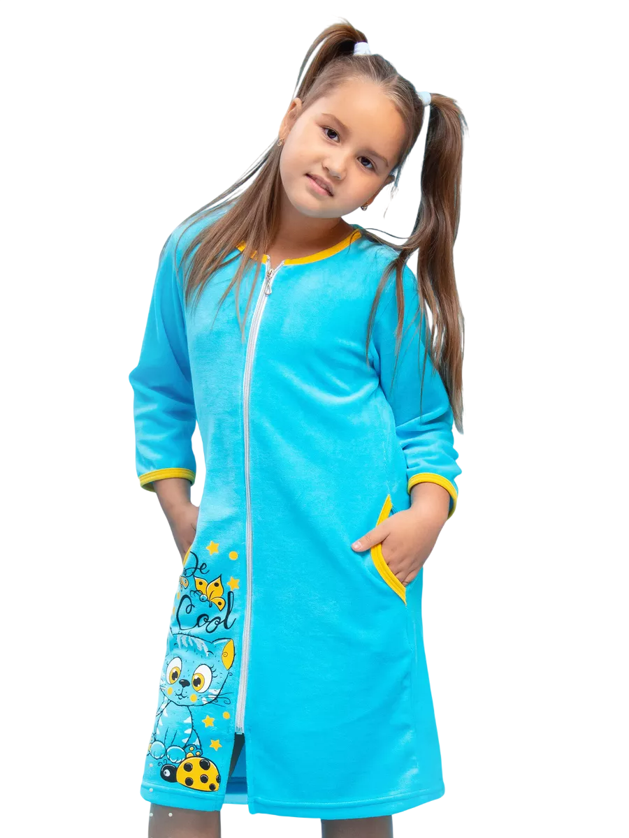 Халат TOTEMFOX 831В2F/бирюзовыйКотик - фото 1