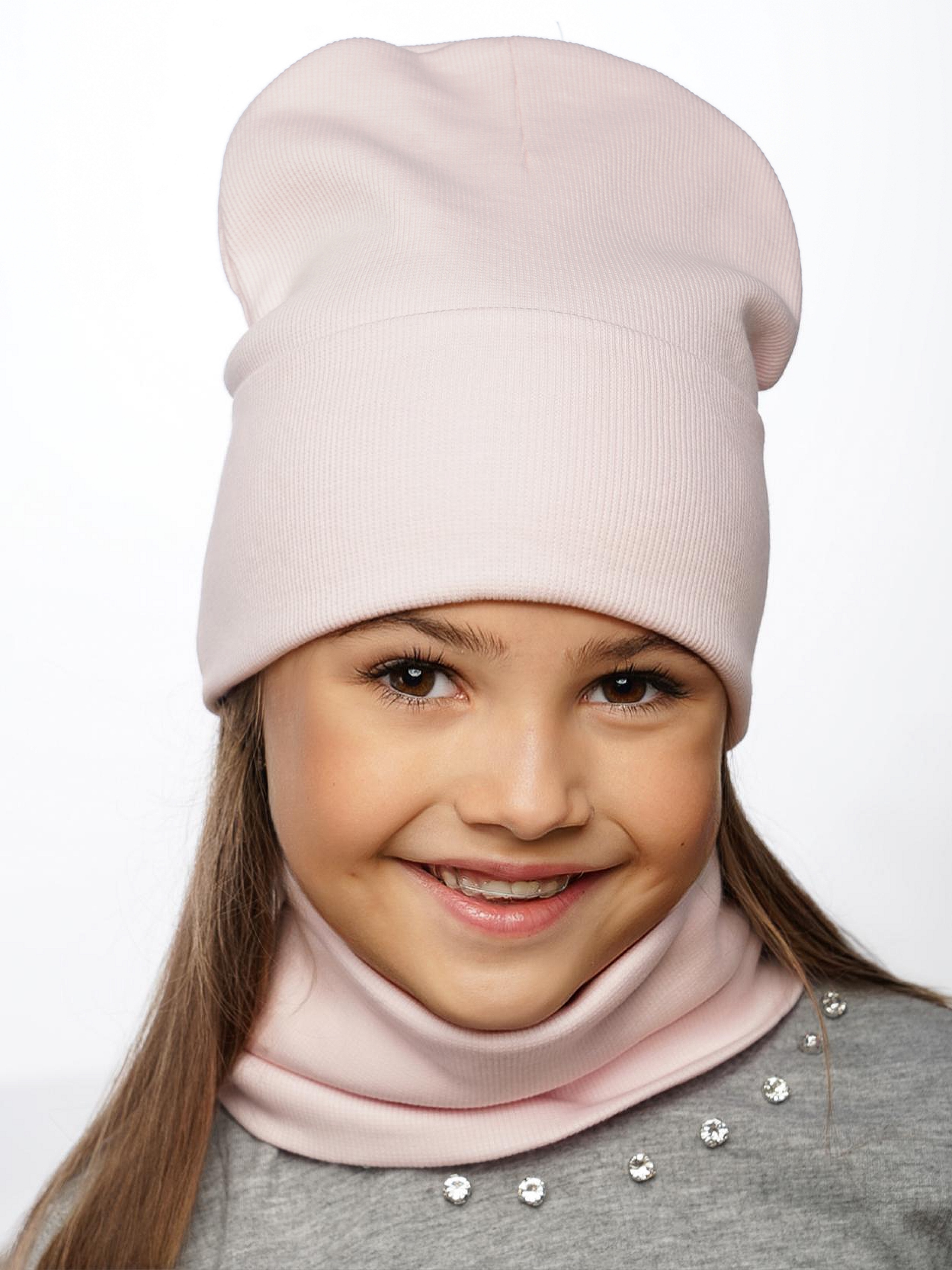 Шапка и снуд ПриКиндер U-Sp24554 Цвет: Нежно-розовый - фото 7