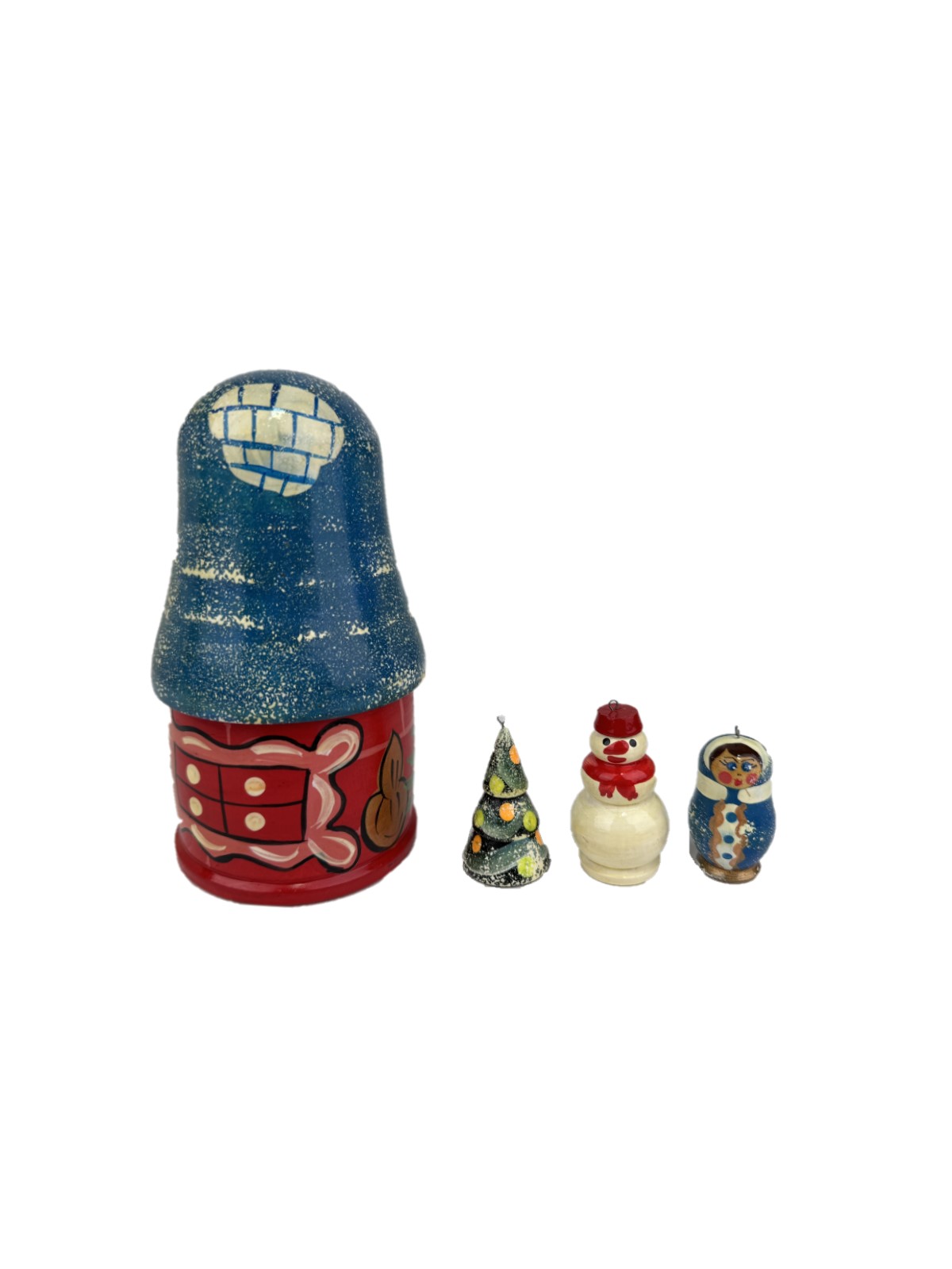 Елочная игрушка Хохлома Оптом Расписная избушка с елочными украшениями - фото 1