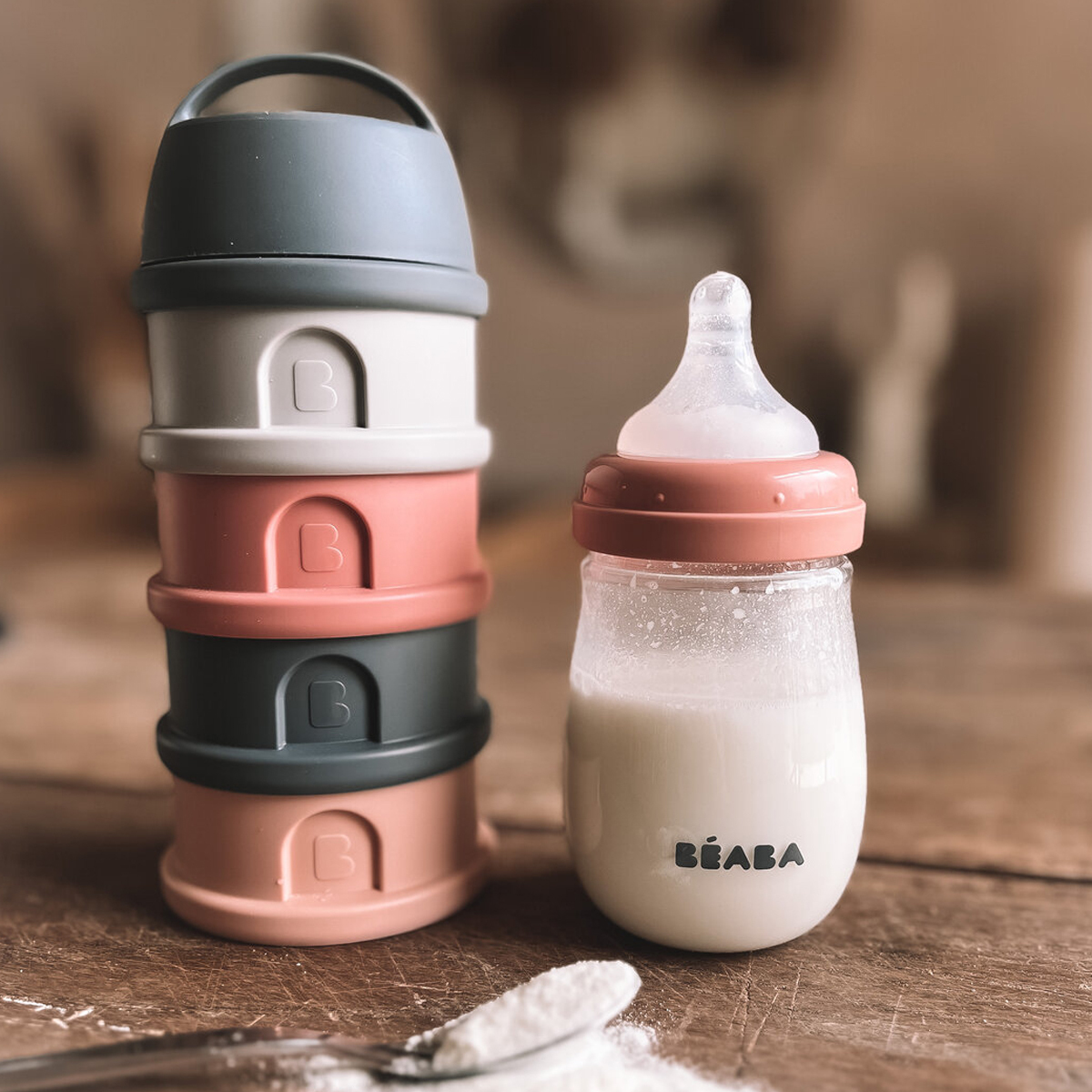 Контейнер для детского питания BEABA сыпучих смесей и снеков, 4 секции, розовый - фото 5