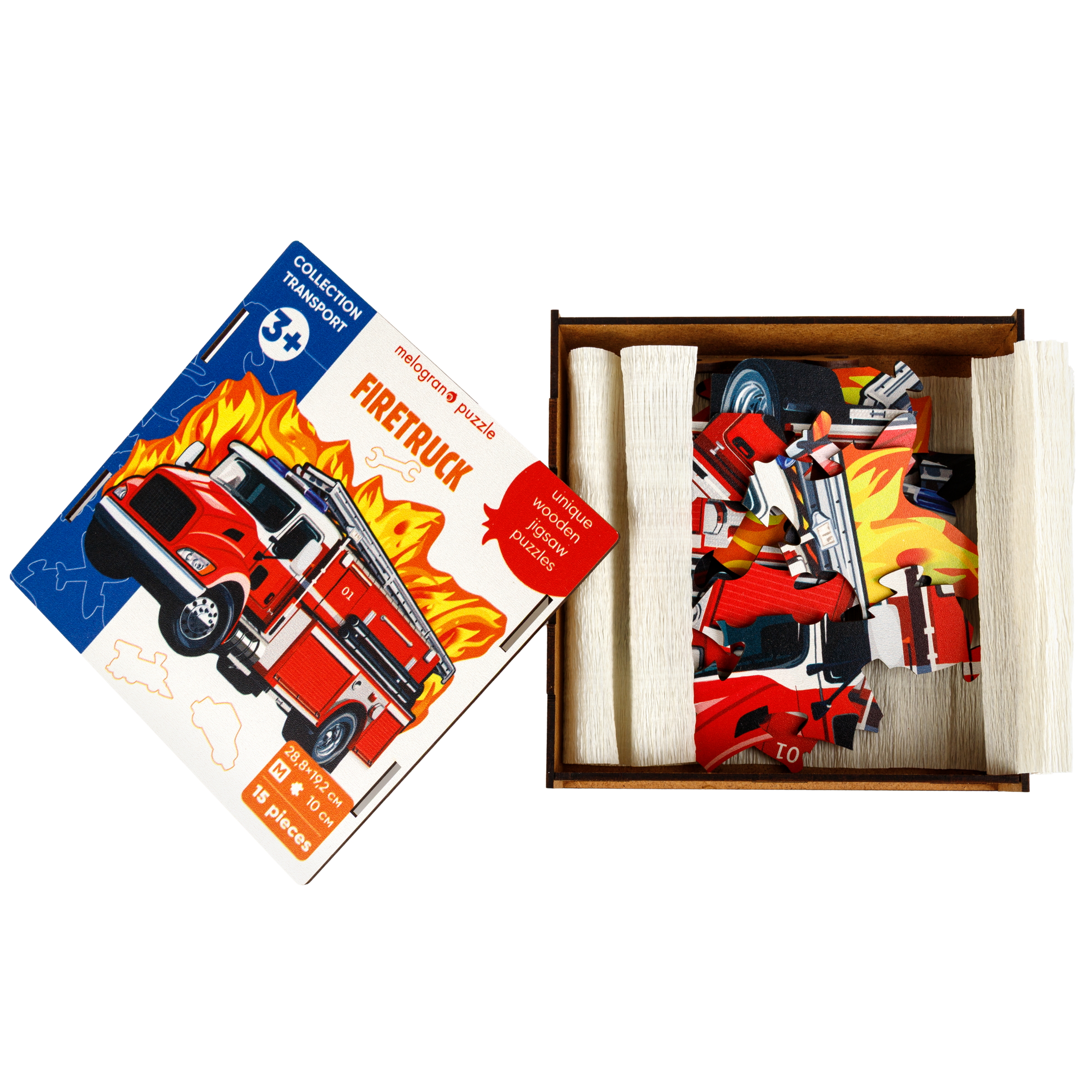 Пазл 1TOY Пожарная машина 15 деталей деревянный - фото 3