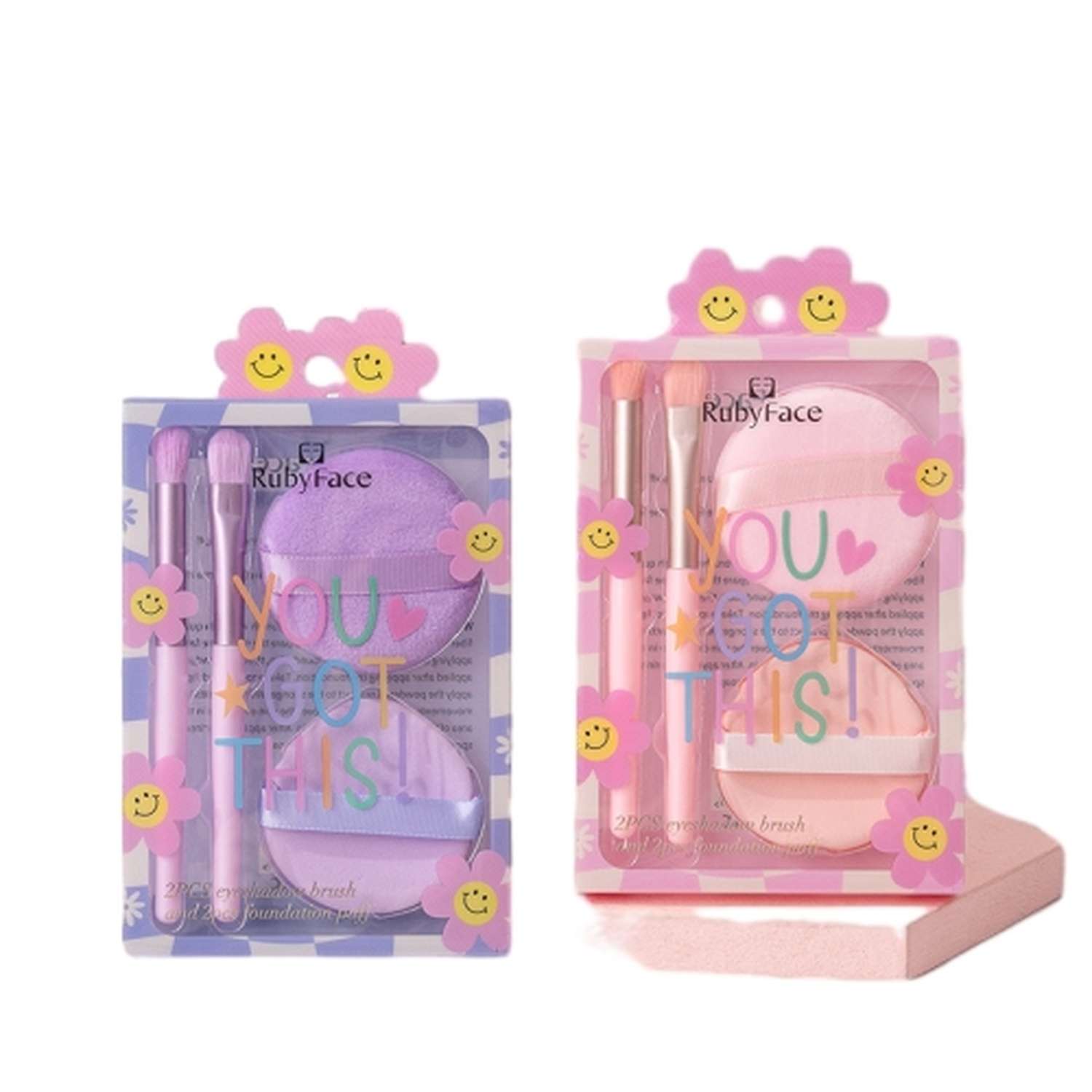 Набор для нанесения макияжа . 2 кисти+2 пуфика - фото 3