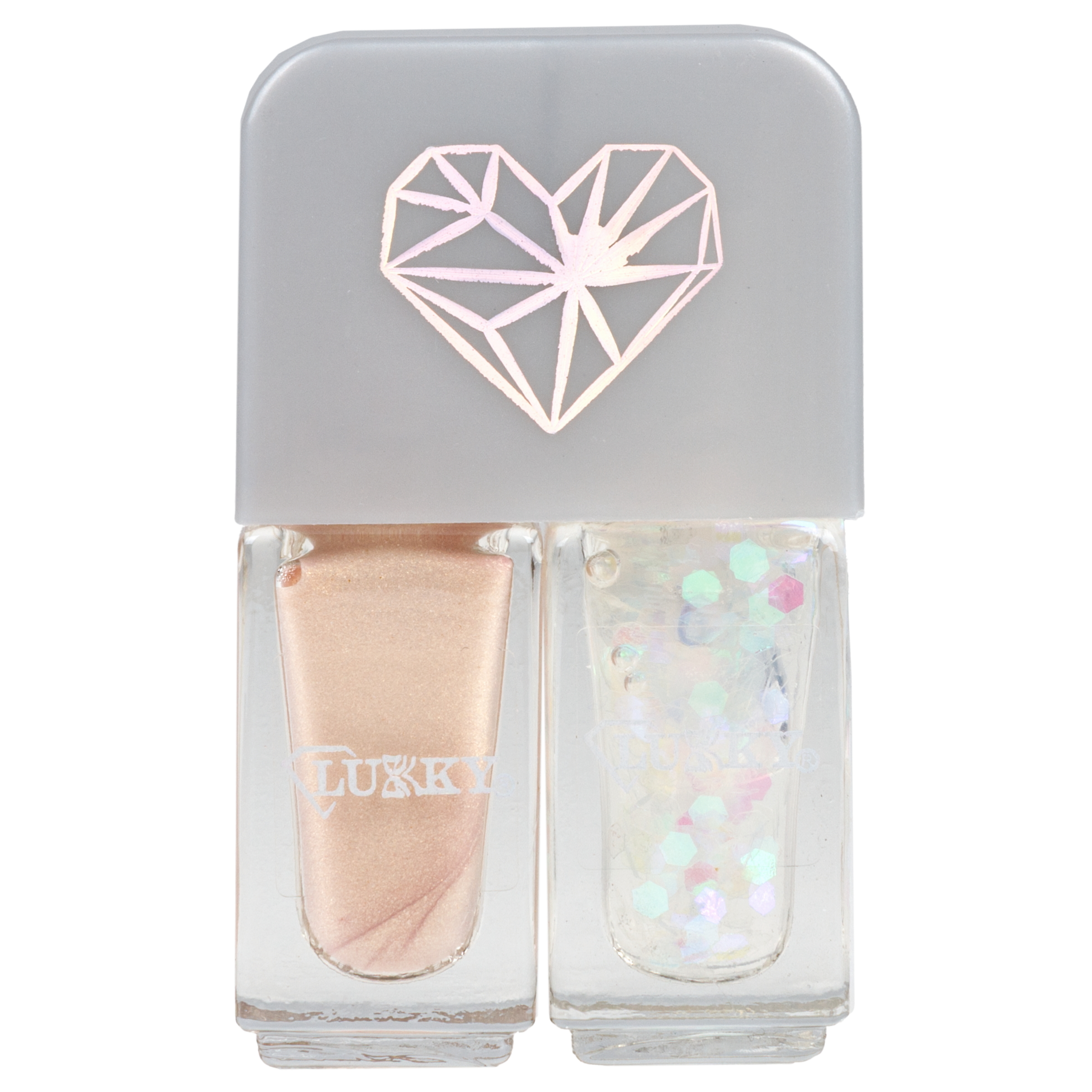 Лак для ногтей 2 шт. LUKKY Diamond Duet двойные золотой с блестками - фото 2