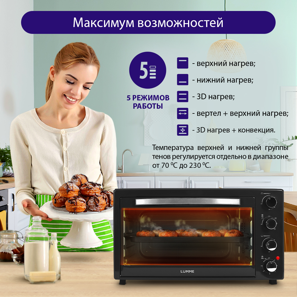 Духовой шкаф LUMME черный жемчуг - фото 3