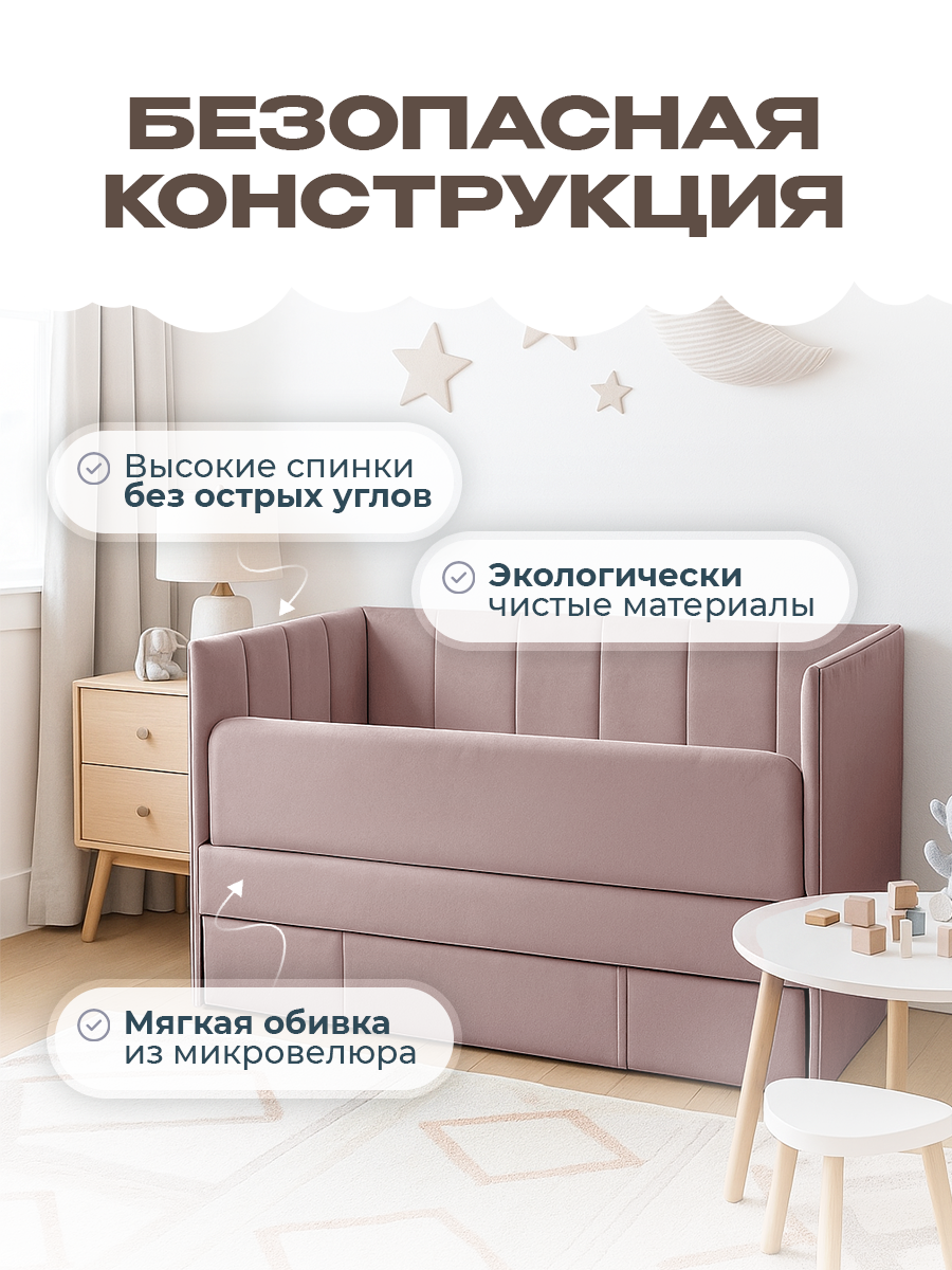 Кровать Три Кроватки Тито (розовый) - фото 5