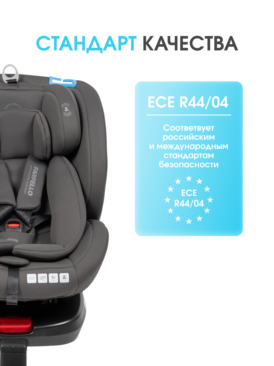 Автокресло Farfello YB102A Isofix 0+/1/2/3 (0-36 кг) серый - фото 9