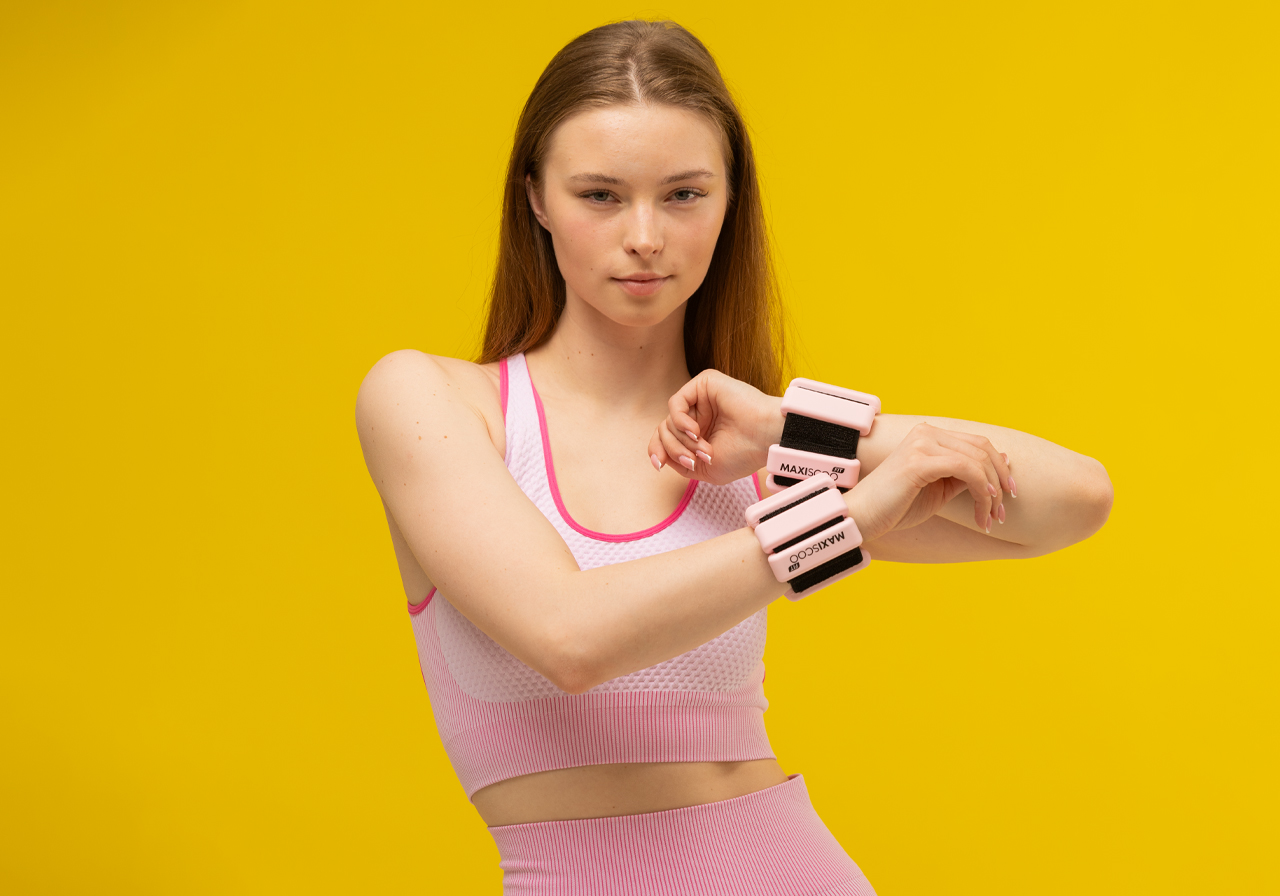 Утяжелители для Рук и Ног с Регулируемым Весом MAXISCOO FIT, 2шт, 0,5кг, Розовые - фото 5
