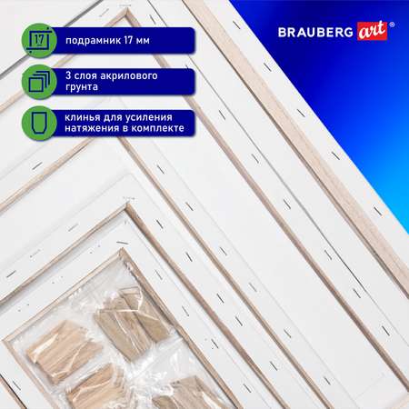 Холст на подрамике Brauberg для рисования набор 5 штук