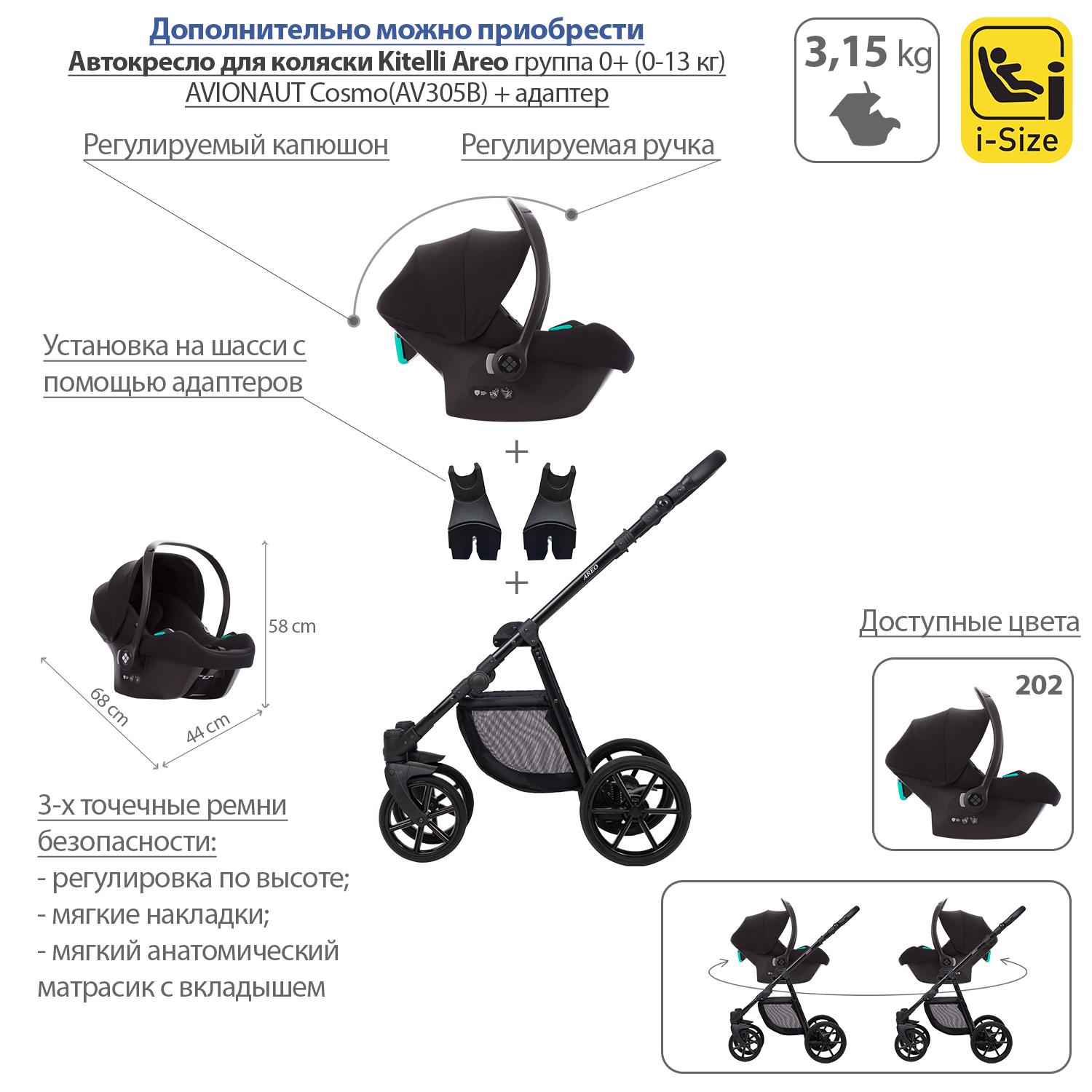 Коляска 2 в 1 Kitelli Areo LUX - фото 13