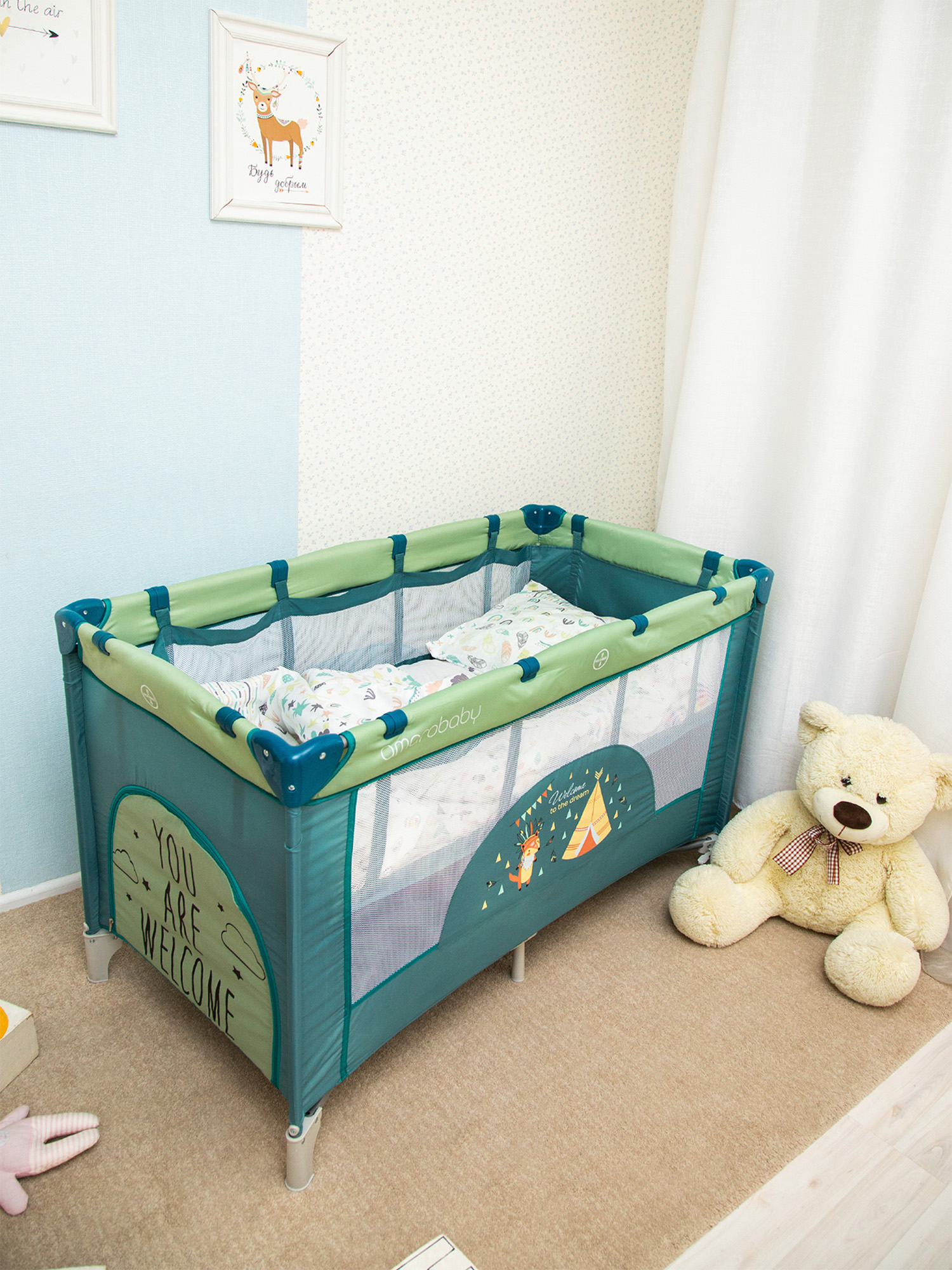 Манеж-кровать AmaroBaby Multiform Hello Bear прямоугольный серый AMARO-26MHB-Se - фото 12