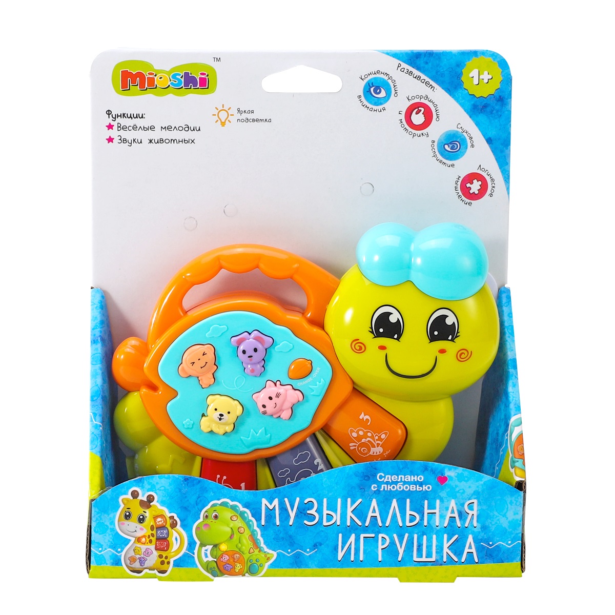 Игрушка музыкальная Mioshi Озорная гусеничка пианино - фото 2