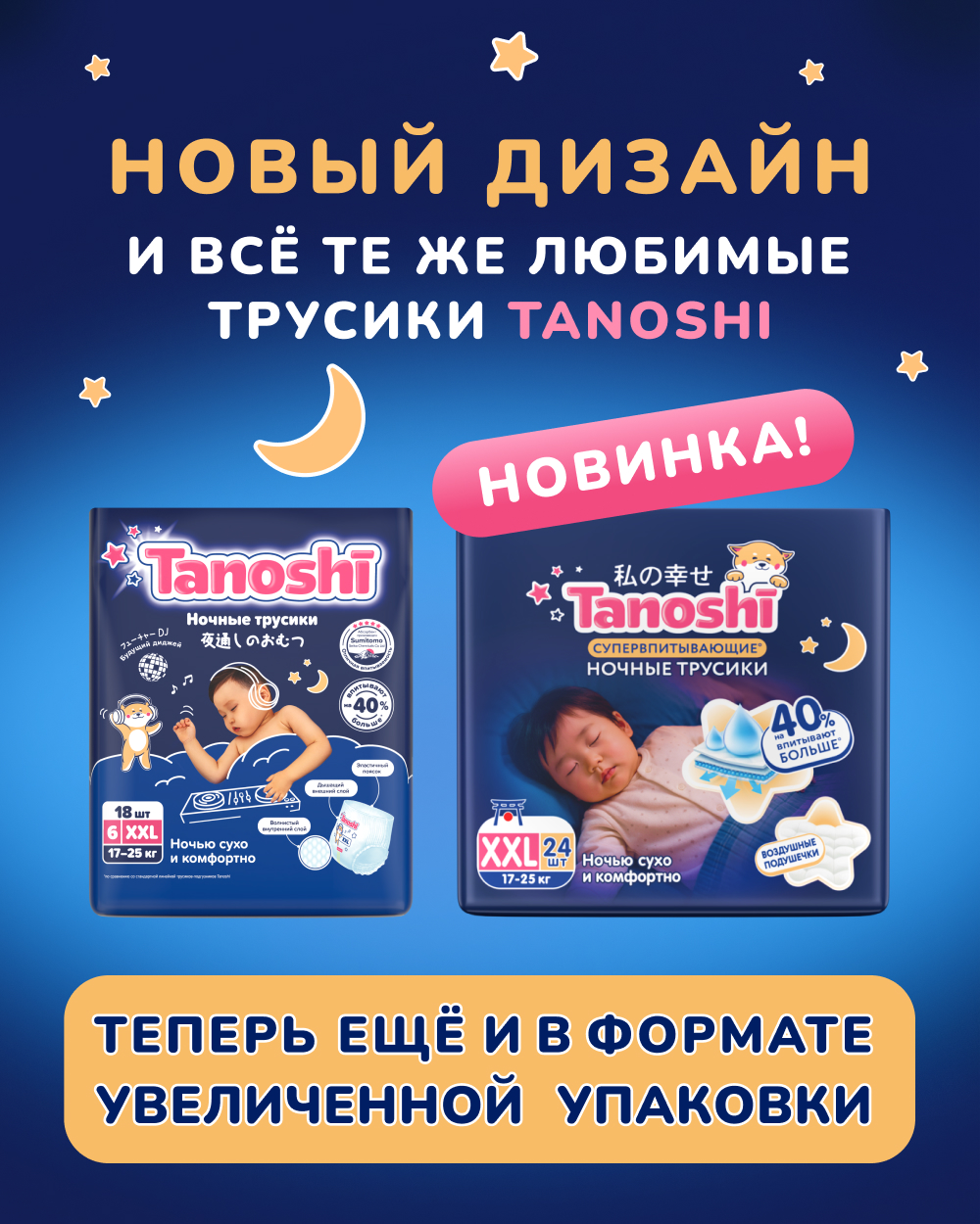 Трусики Tanoshi ночные XXL (17-25 кг) 24 шт. - фото 2
