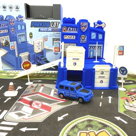 Парковка SHARKTOYS с 1 машинкой, игровой коврик