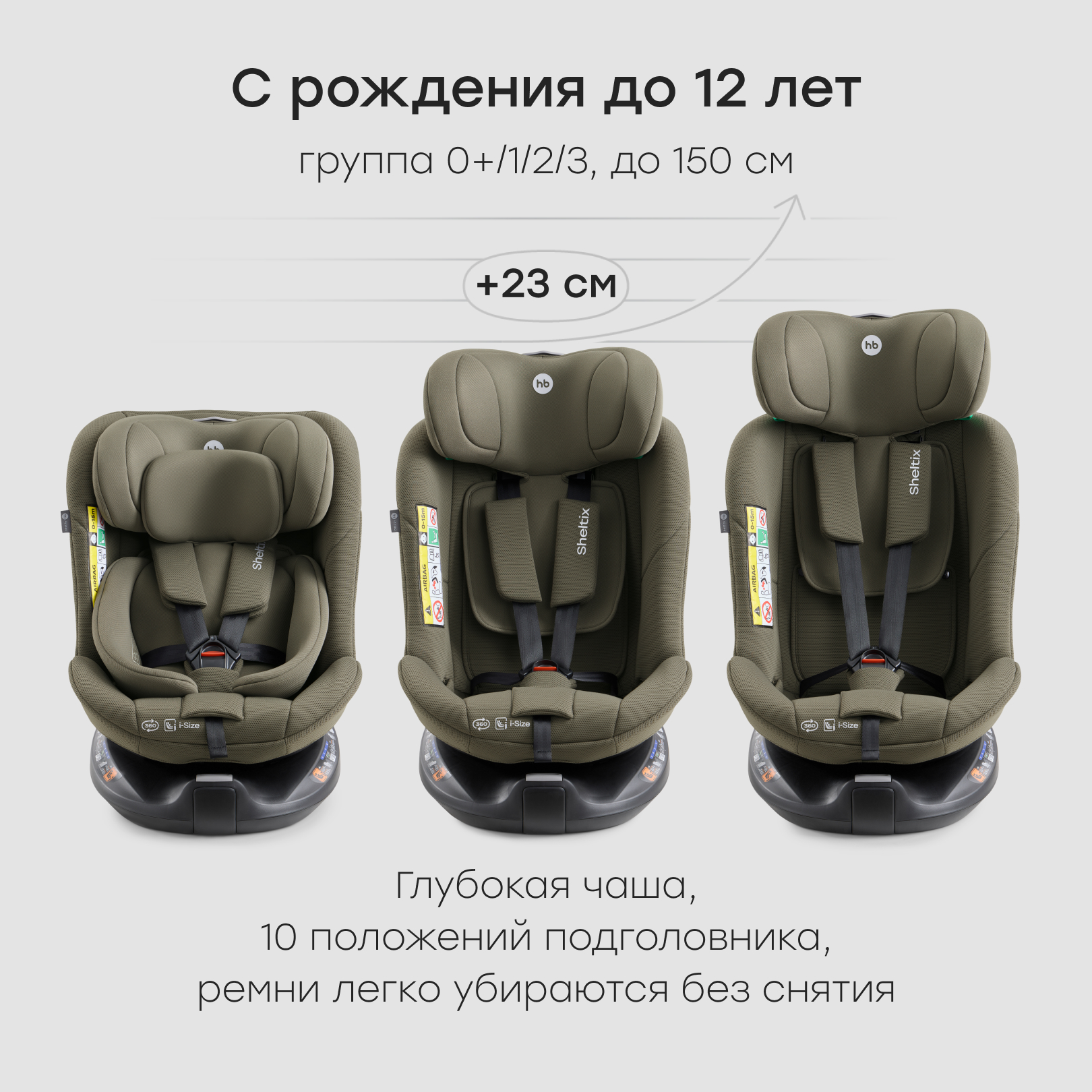 Автокресло Happy Baby SHELTIX Isofix 0+/1/2/3 (0-36 кг) зеленый - фото 4