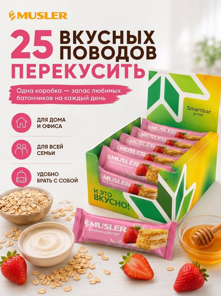 Злаковые батончики мюсли MUSLER Батончик 25 шт - фото 4